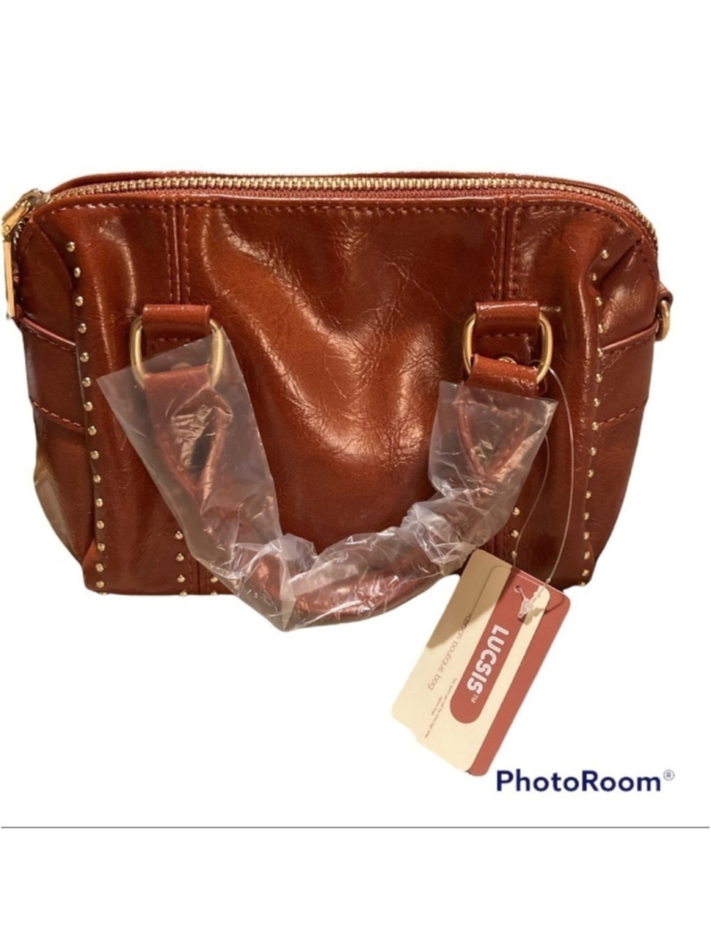 Studded leather cross body bag